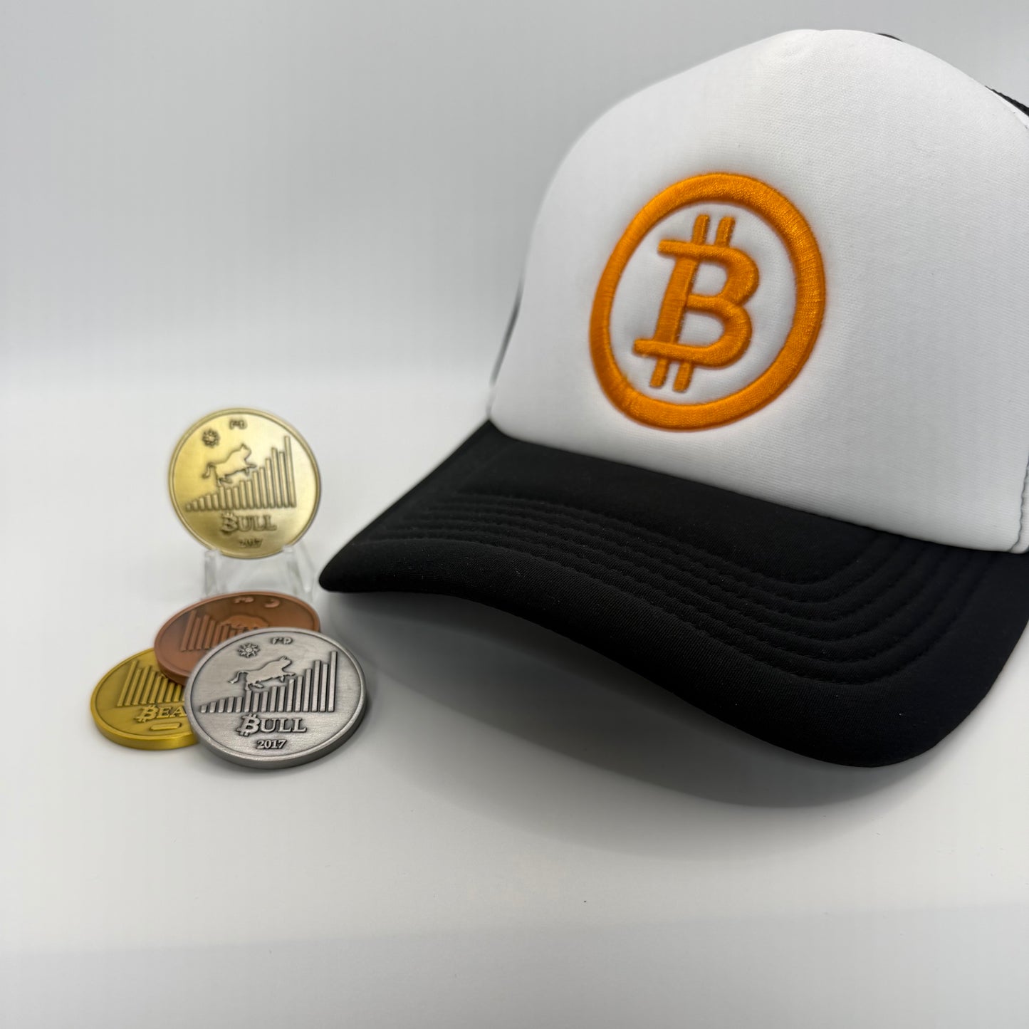 Bull vs Bear 4-Coin Set + Hat Bundle