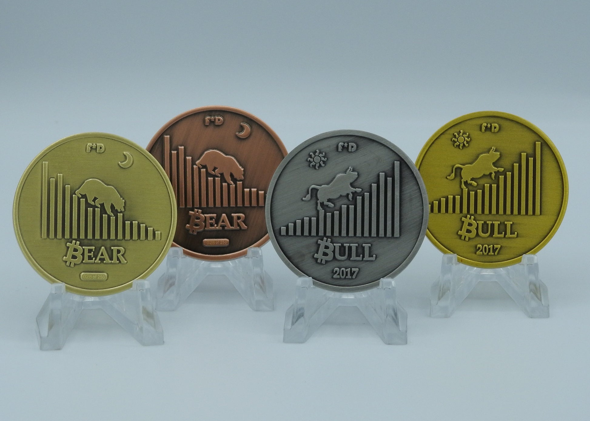 2 Faces of Bitcoin (Bull vs Bear) - 4 coin set image 0