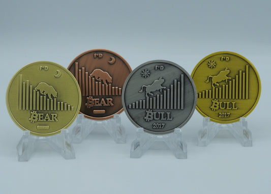 2 Faces of Bitcoin (Bull vs Bear) - 4 coin set image 0